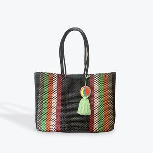 Waterproof Beach tote basket multicolor with black mexican basket